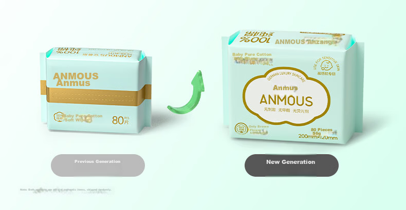 Anmusi Baby Cotton Soft Wipes 80 Sheets * 4 Packs Disposable Face Towels 100% Pure Cotton Thickened Dual-use Dry and Wet Soft Tissue Paper 1