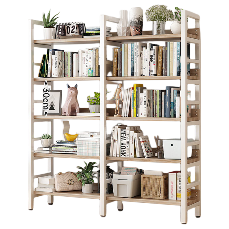 Milin Bookshelf Storage Rack Floor-Standing Multi-Tier Organizer for Home Use, Living Room Iron Art Bookcase Storage Shelf, Five Layers White 100