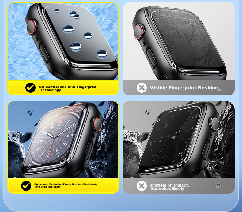 WITGOER IP68 Waterproof Case and Screen Protector for Apple Watch S9/8/7 iPhone Series Full Coverage Ultra-Thin Tempered Glass Film Accessories for Women 10