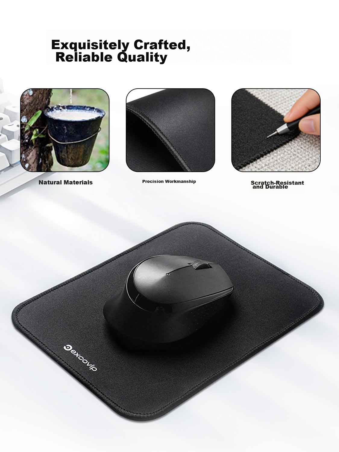EXCO Light Green Small Square Mouse Pad Edge-Lined Computer Office Portable Desk Mat Gaming Mouse Pad Keyboard Game Cute Small Desk Mat Washable 0595 4