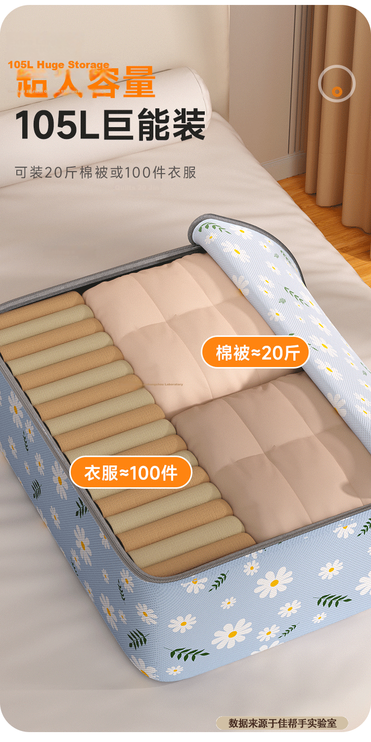 Jiabangshu Storage Bag Quilt Clothes Cotton Quilt Organizer Moving Packing Bag Luggage Bag Rivet Reinforced 105L 2-Pack 4