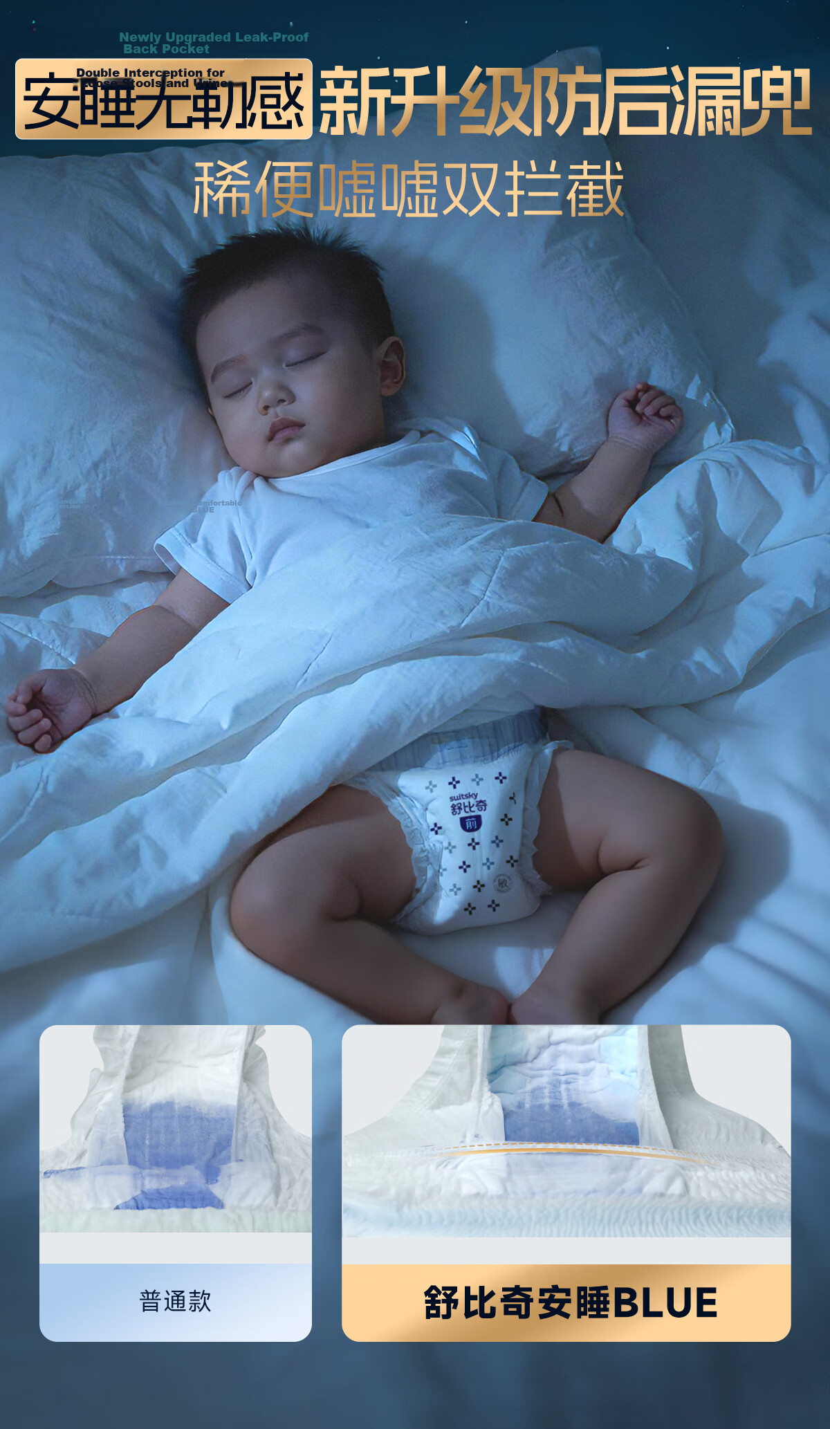 Suitsky Sleep Guardian BLUE Ultra-Thin Breathable XL Size 24pcs Diapers Sleep Pants 9