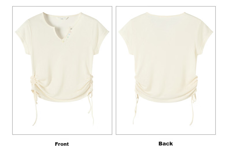 TonLion 2026 Summer New Women's V-Neck Short Sleeve Thin T-Shirt Stylish Versatile Casual Lazy High-End Feel 14