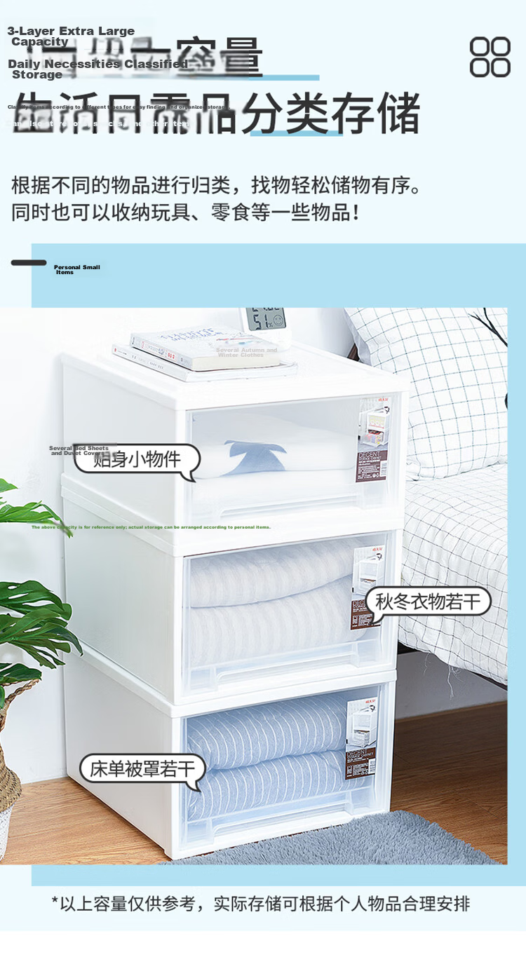 Citylong Stackable Storage Basket Children's Storage Box Household Toy Snack Organizer 29L Light Gray 1 Pack 3