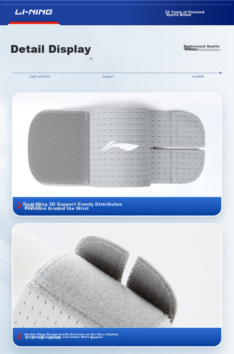 LI-NING Wrist Support Brace for TFCC Tendonitis Fitness Wrist Injury Sports Stabilizer Compression Sleeve for Badminton and Bench Press 19