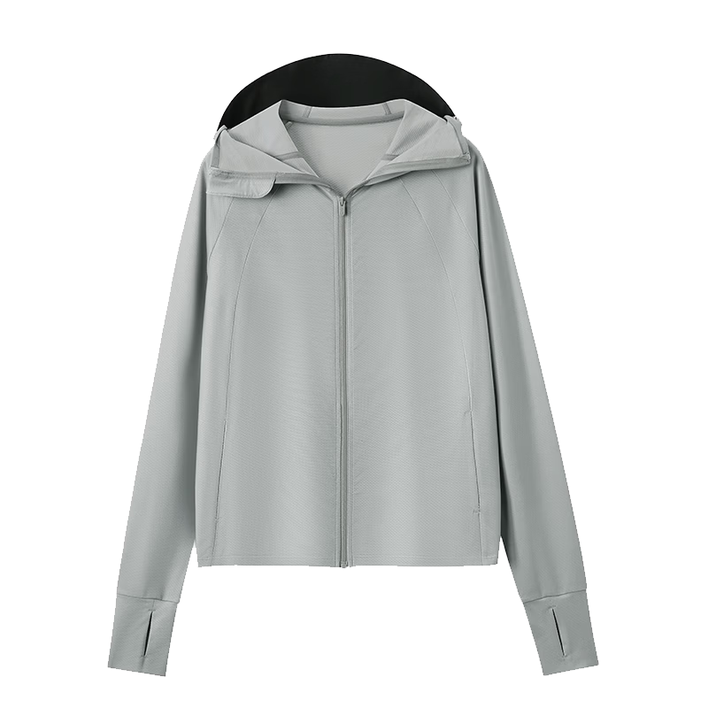 JD Jingzao Women's Breathable UV Protection Hooded Lightweight Jacket Loose Fit Versatile New Style Light Gray L