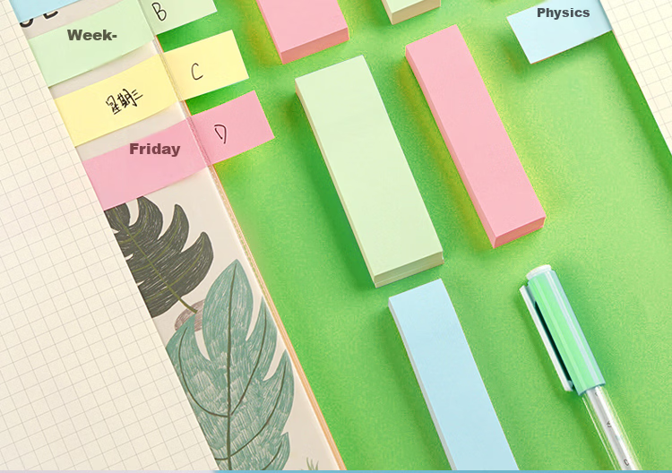 NVV 200 Sheets 5-Color Fluorescent Film Index Labels, Colorful Sticky Notes, Bookmarks, Memo Pads, Classification Markers, Page Dividers, Memo Pads BL-03 Pull-Out Box Packaging 2