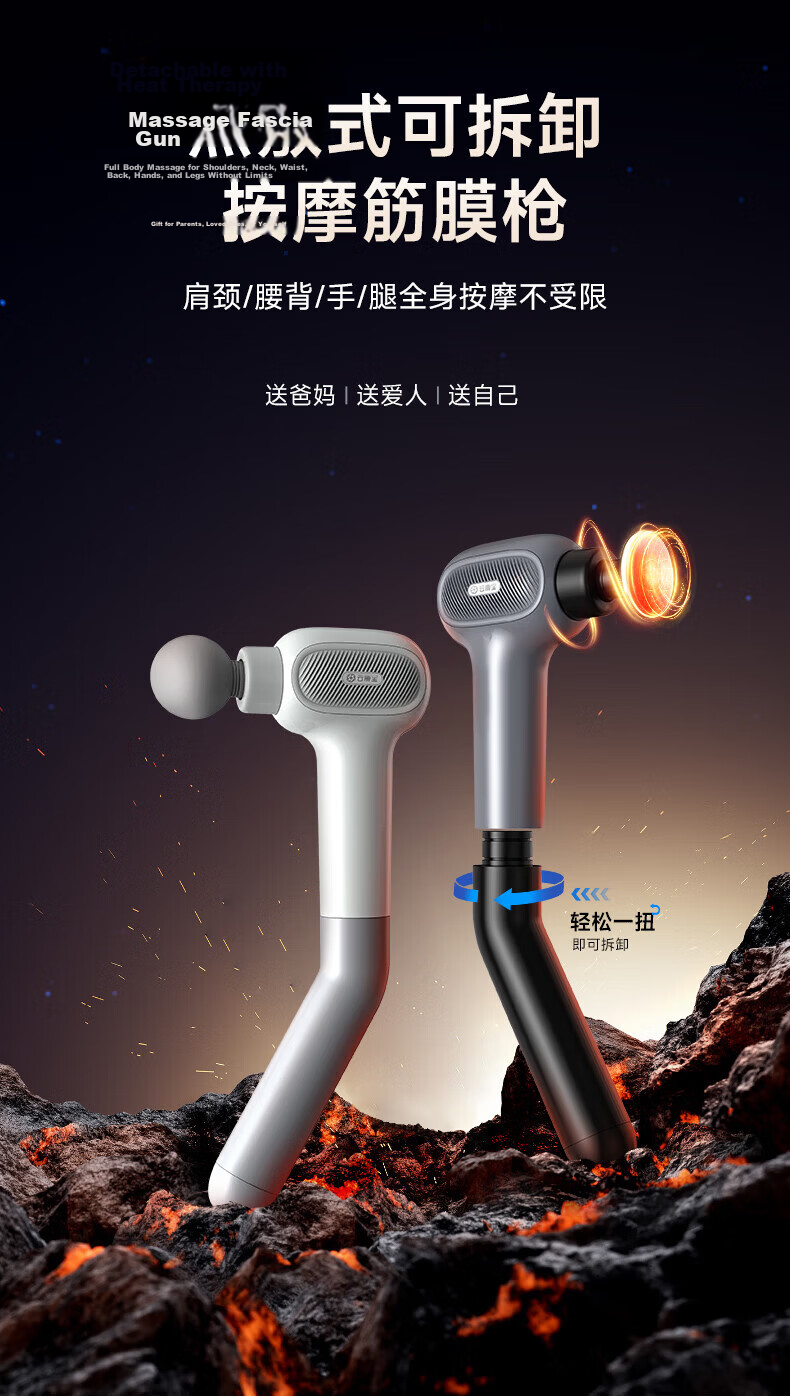 Yun Kang Bao Long Handle Fascia Gun with Heat Therapy, Full Body Muscle Relaxation Massage Gun for Neck, Cervical Spine, Waist, and Back, Professional Medical Grade Sports Massage Gun, Holiday and Bir 1
