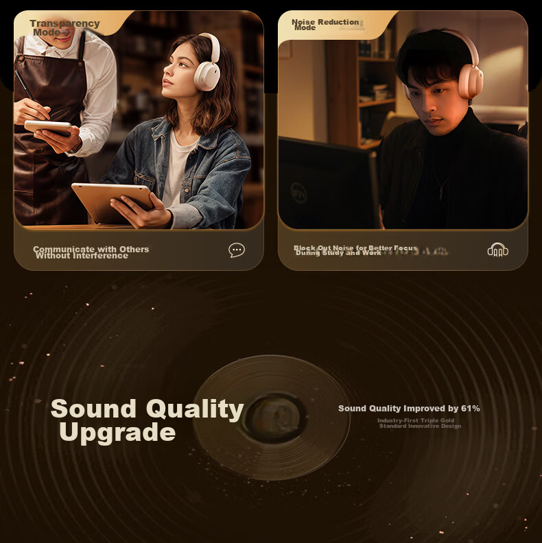 KINYO Active Noise Cancelling Bluetooth Headphones Over-Ear Wireless Music Gaming Headset Long Battery Life Student Noise Isolation 10