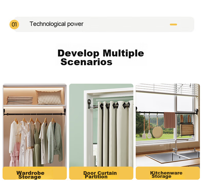 Taili Suction Cup Telescopic Clothes Drying Rod Balcony Clothes Rack No Drilling Drying Pole Bathroom Curtain Rod Wardrobe Hanging Rod 8