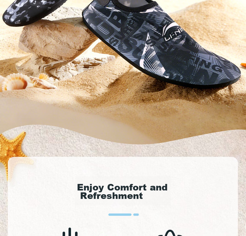 Li-Ning Beach Shoes Unisex Swimming Rafting Anti-Slip Cut-Resistant Skin-Friendly Water Park Sea Hunting Snorkeling Breathable Durable Water Shoes 1