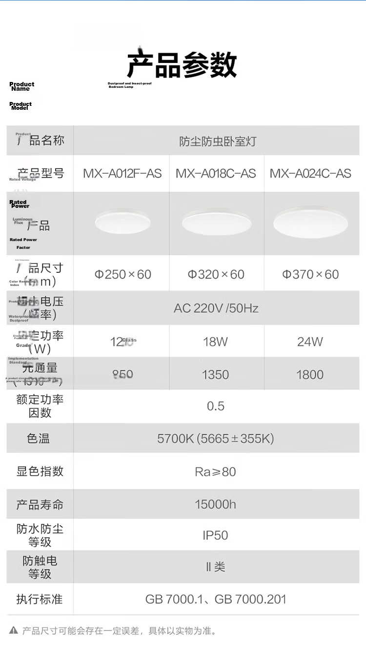 BULL Ceiling Light IP50 Dustproof and Insect-Proof Bedroom Balcony Corridor Light MX-A018C-AS All White 18W 11