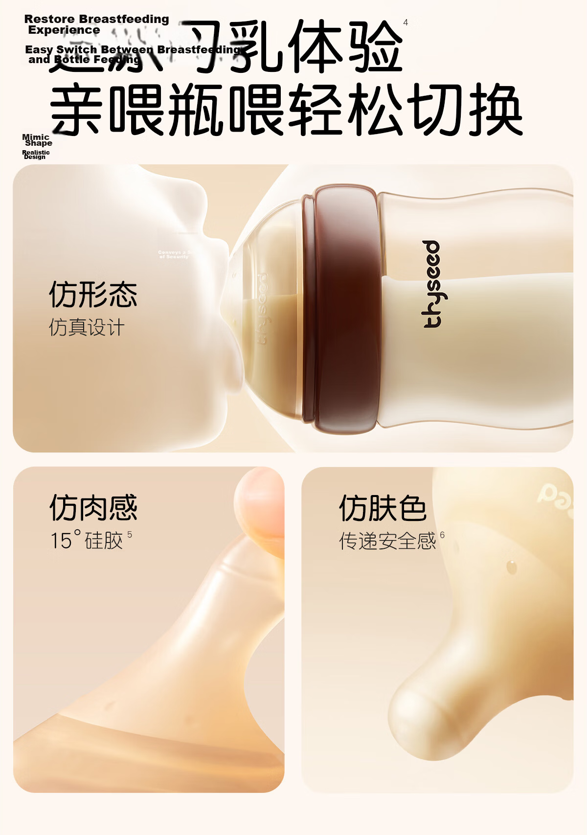 Shixi Newborn Baby Bottle 1-2 Months Anti-Colic PPSU Infant Breast-Like Anti-Choke Nipple 160ml 7