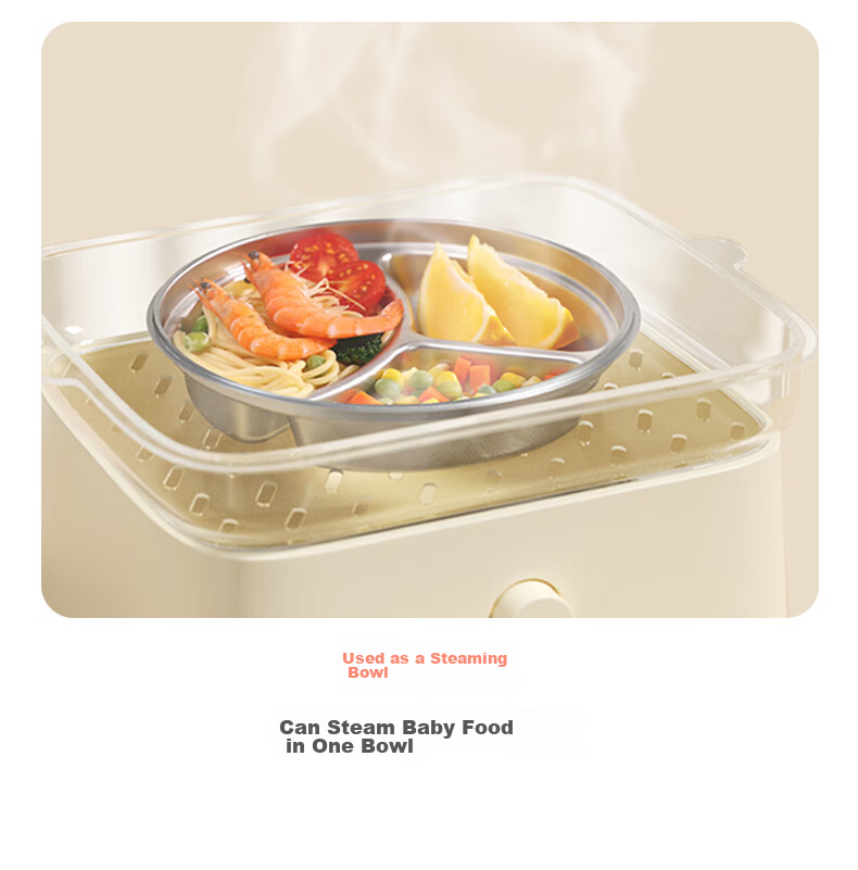 Huangchong Children's Water-Filled Insulated Meal Tray, Baby Constant Temperature Food Plate, Stainless Steel Detachable Compartment Lunch Box, Yellow 20