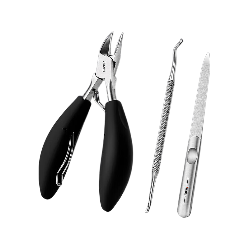 Jindarimei Ingrown Toenail Specialized Nail Clipper, Ingrown Toenail Remover, Eagle-Beak Pliers, Gray Toe Nail Triangular Nail Clipper, Pedicure Knife, 3-Piece Set