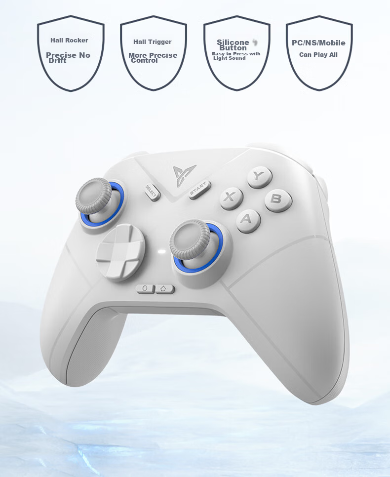 Flydigi Ice Origin Wolf 4 Multi-Mode Wireless Game Controller, Xbox-Like, Adjustable Joystick, Dual Triggers, Compatible with Switch, PC, Mobile, Steam, Motion Sensing NS, Rengwang 3 3