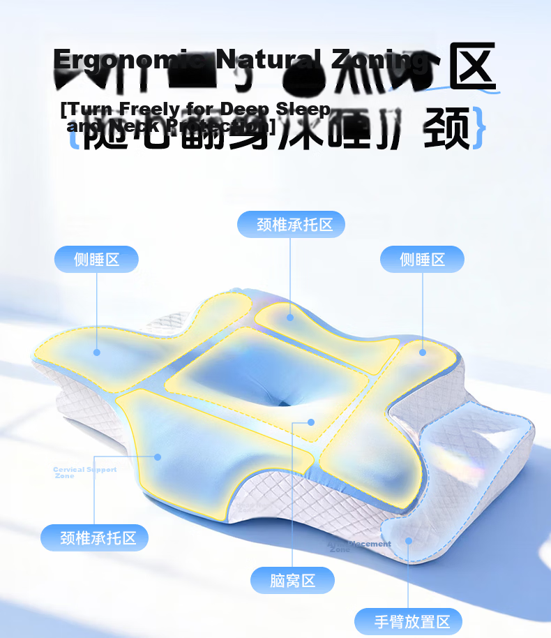 Zhiguozhe Neck Support Pillow Side Sleeping Cervical Pillow Deep Sleep Anti-Snore Adult Ergonomic Butterfly Memory Foam Pillow 5