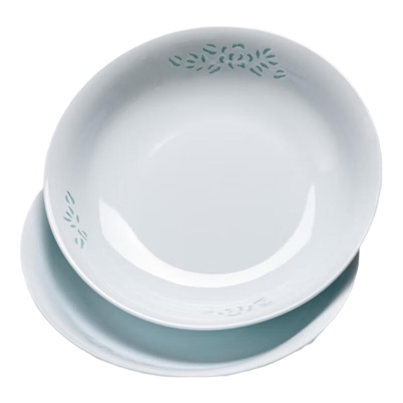 Fuyu Ceramics Jingdezhen High-Temperature Plate Set Exquisite Porcelain Tableware Home Use 2025 New Qing Glaze Jade Peony Vegetable Plates 6-Piece Set