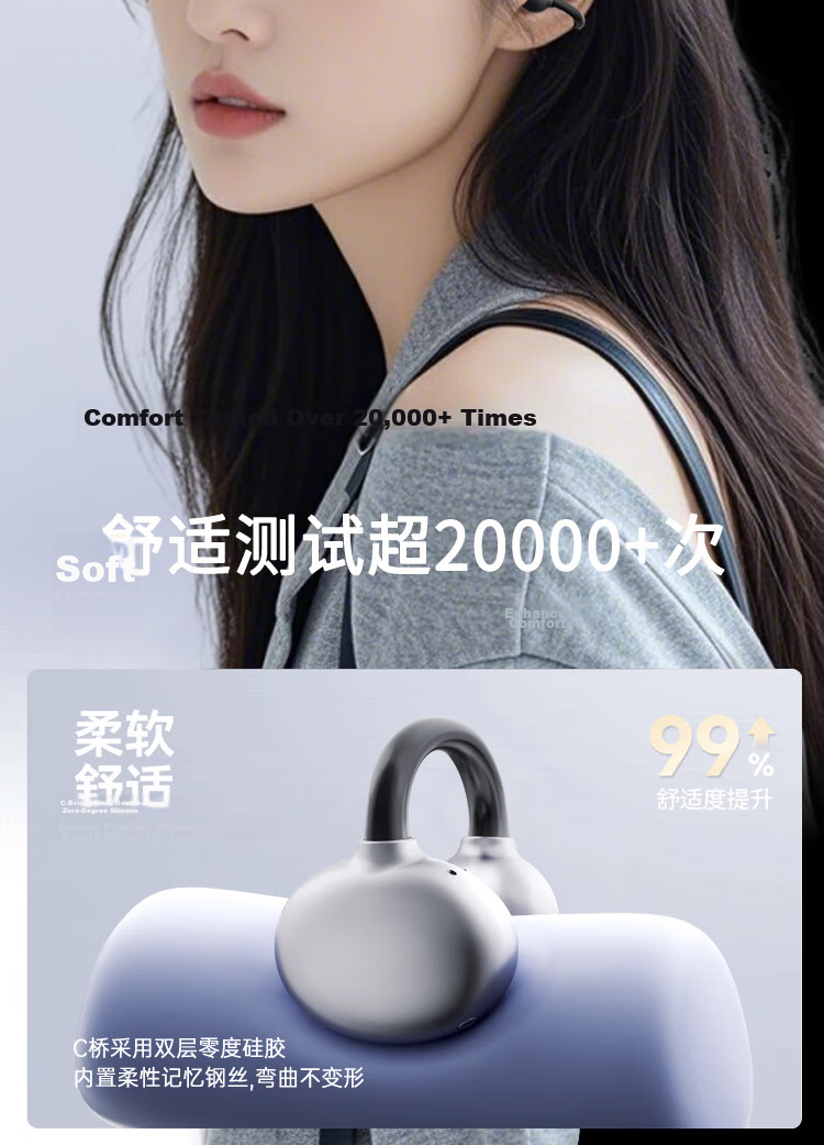 Lenovo EA419 Open True Wireless Bluetooth Earphones Clip-On Non-In-Ear Music Sports Bone Conduction Concept Headphones Compatible with Apple Huawei Xiaomi Phones Obsidian Gold 4