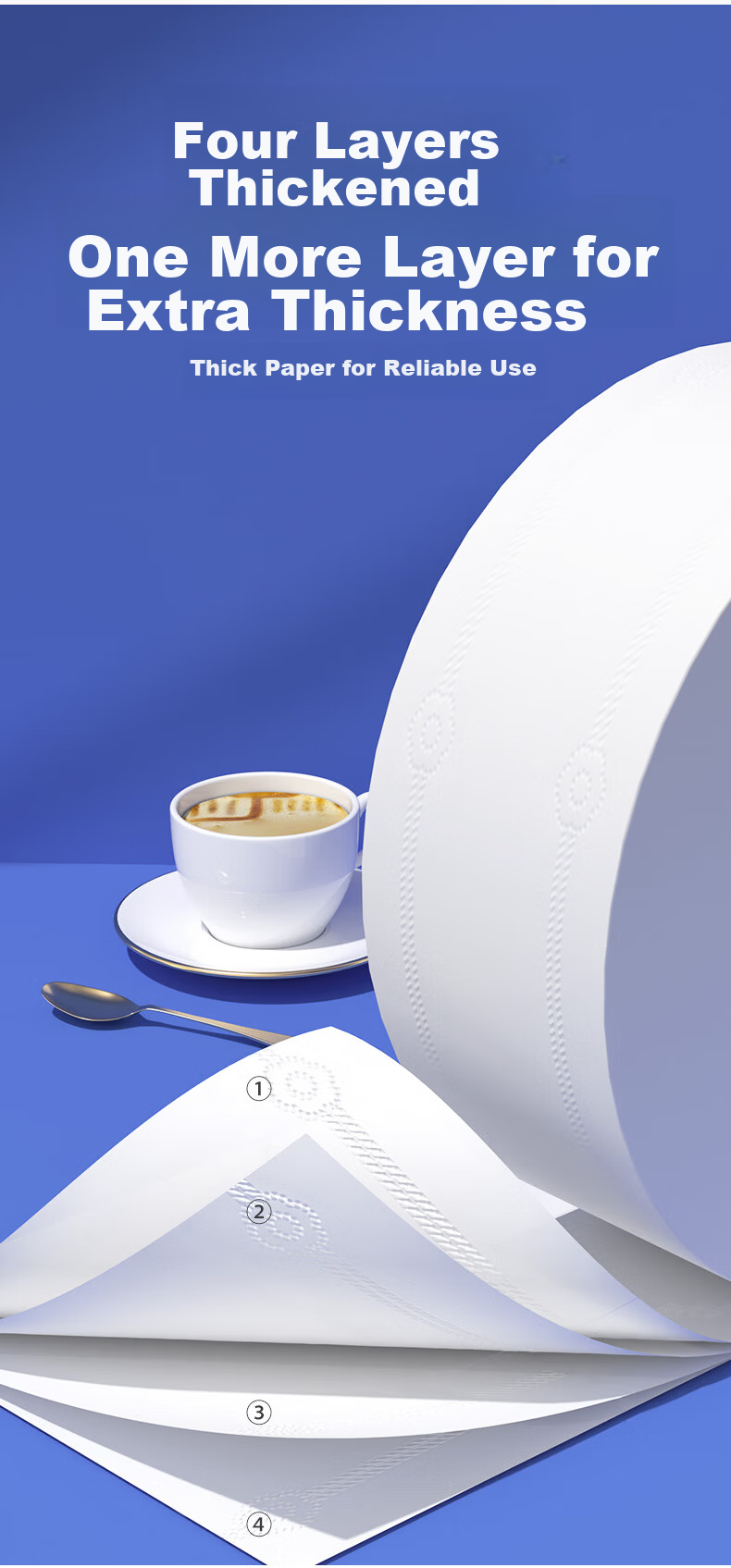 Manhua Gold Commercial Jumbo Roll Paper 4-Ply 380g*12 Rolls Coreless Large Toilet Paper Bulk Box for Mall Hotel KTV Sanitary Paper 6