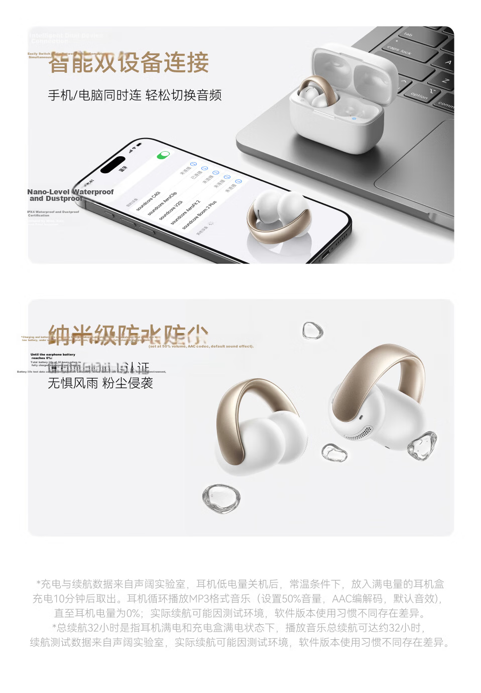 Soundcore [Hu Yanbin Edition] Anker AeroClip Clip-On Open-Ear Bone Conduction Sports Running Bluetooth Earphones Long Battery Life Apple Compatible 2026 New White 23