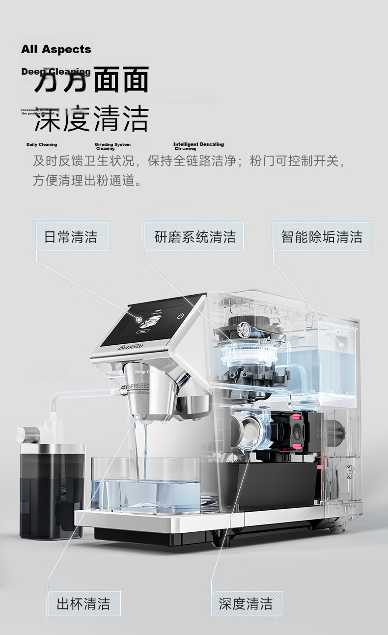 Barsetto BAE-LX1 Government Subsidy Small Office Home Fully Automatic Italian 3-in-1 Coffee Grinder Machine Cold Brew Off-White 13