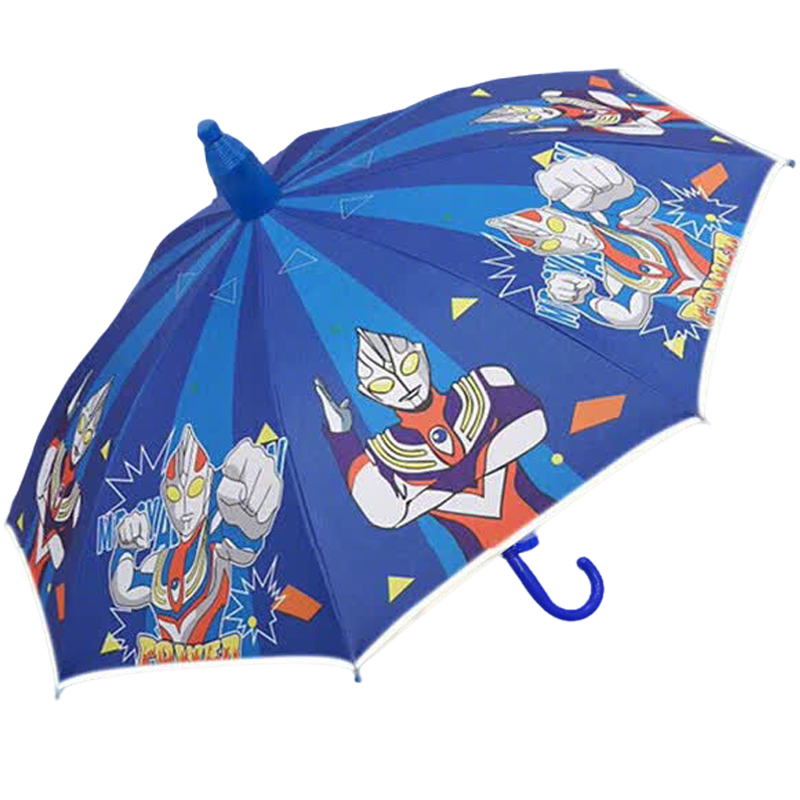 Baoshi Children's Umbrella Boys Sunshade Umbrella Kindergarten Student Reflective Strip Long Straight Handle Cartoon Black Coating Umbrella Blue