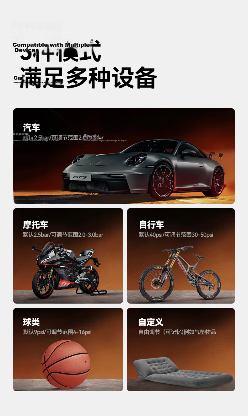 Basa Wireless Car Inflator Pump Electric Tire Air Compressor for Cars, Road Bikes, Pressure Measurement Compatible with Xiaomi 14