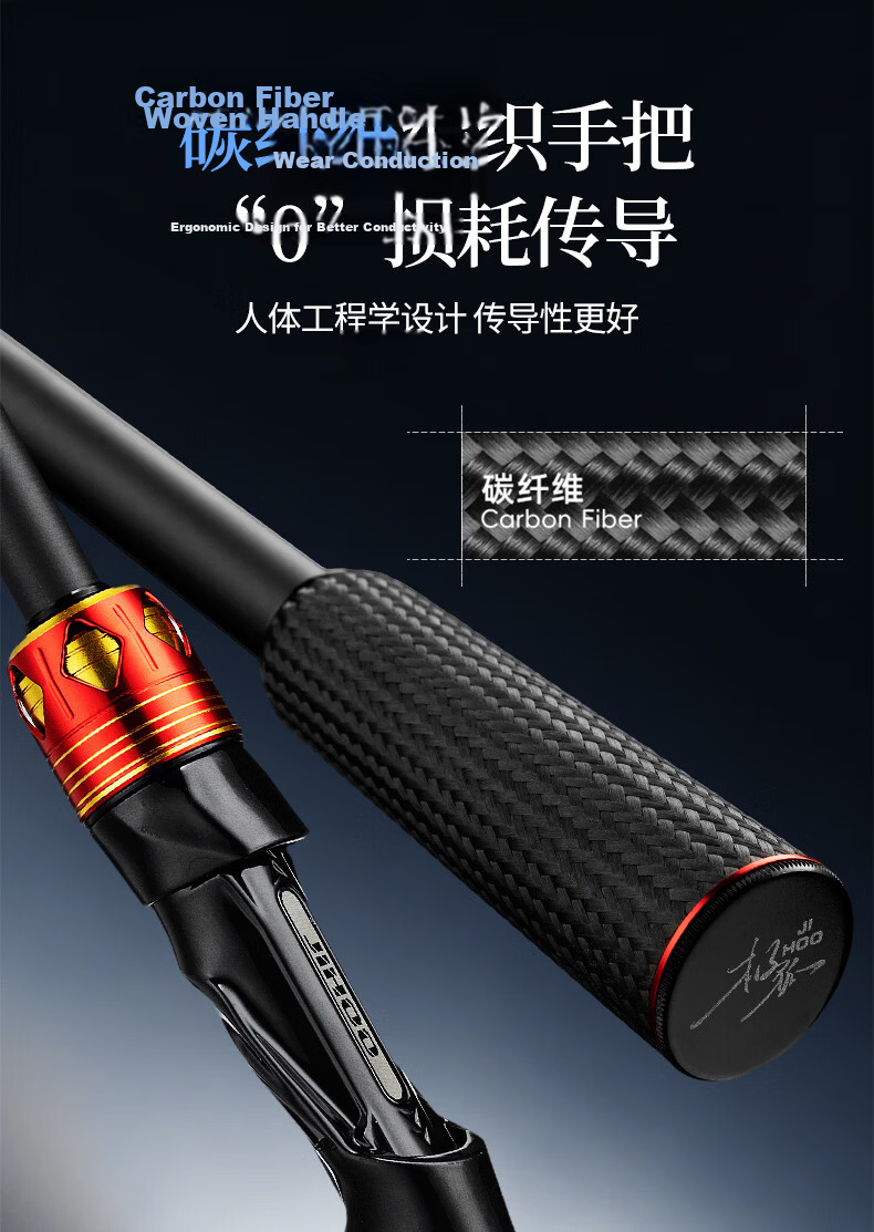 Jihu 1.98m Straight Handle Deluna M-Tuned Ultra-Fast Action Insect Rod Lightweight Lure Rod Versatile Fishing Rod Long Cast Lure Rod 11