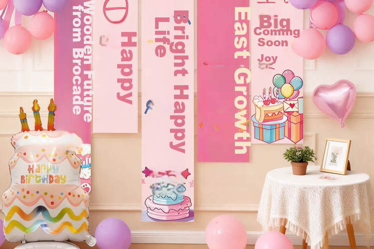 Birthday Party Decoration Banner for Girls Children's First Birthday Happy Party Balloons Backdrop 17