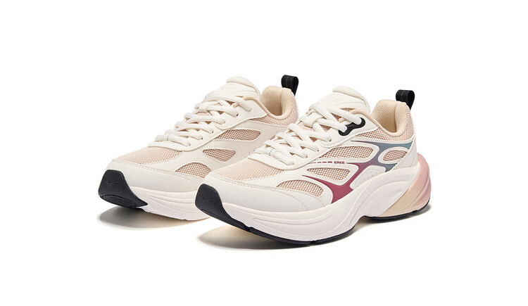 ERKE Women's Sports Casual Leather Mesh Breathable New Thick-soled Versatile Dad Shoes Fengxiwu 3.0 30