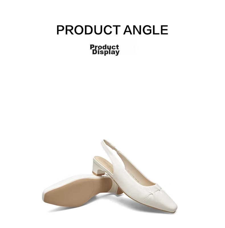 Eierkang Women's Shallow Pointed Toe Low Heel Commuting Professional Single Shoes Open Back Sandals 29870W Off-White Size 37 13
