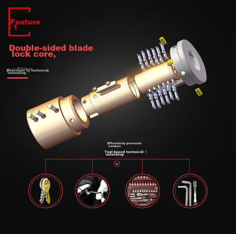 BLOSSOM U-Shaped Lock Glass Door Lock Double Door Lock Motorcycle Lock Copper Core C-Level Lock Cylinder Anti-Theft Lock 800-602 6