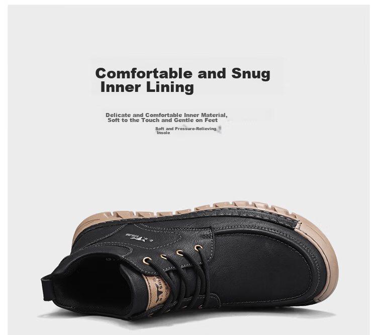 Bull Family Big Head Martin Boots Men Autumn Winter New British Retro Mallard Work Boots Outdoor High Top Sneakers Men 11