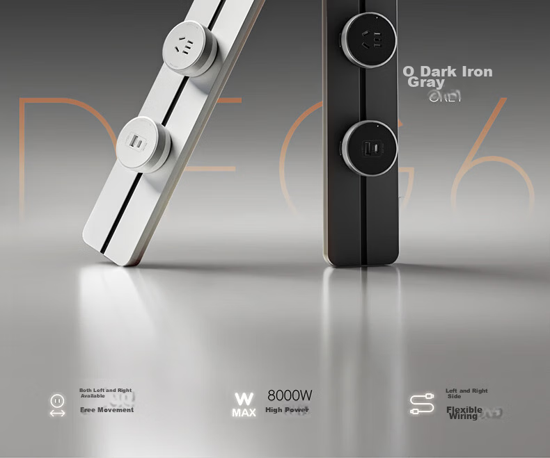 DELIXI Track Socket Cream Style New Seamless Movable Rail 60cm Track + 3 Five-Hole Silver Osmanthus Yellow Outlets 3