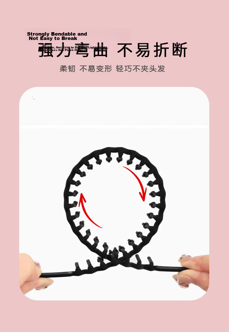 UPLUS Foldable Hairbands 2pcs Women Face Washing Hairbands with Teeth Anti-Slip Hairbands for Bangs Hair Clips 3