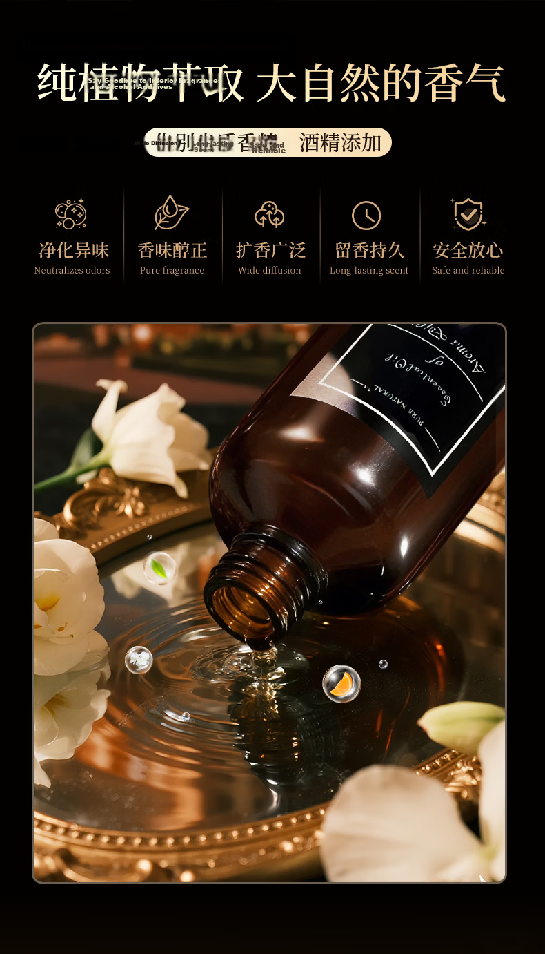 Huitai Hilton Aromatherapy Essential Oil Refill Liquid for Home Fragrance Diffuser Oil-Based Perfume Hotel Large Capacity Refill Pack 2