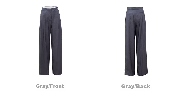 ANN ANDELMAN Official Direct Wide-Leg Casual Draped Straight High-Waist Trousers Gray M 21