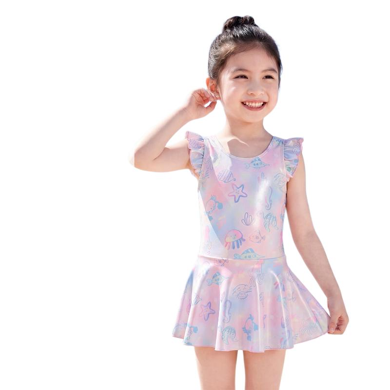 361° Kids Girls One-Piece Skirted Swimsuit Breathable Comfortable Princess Style Toddler Swimwear for Hot Springs and Swimming