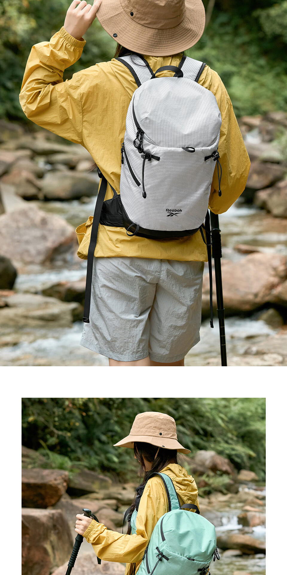 Reebok Lightweight Hiking Backpack Men Sports Outdoor Cycling Double Shoulder Bag Climbing Trail Backpack Women Jade Green 14
