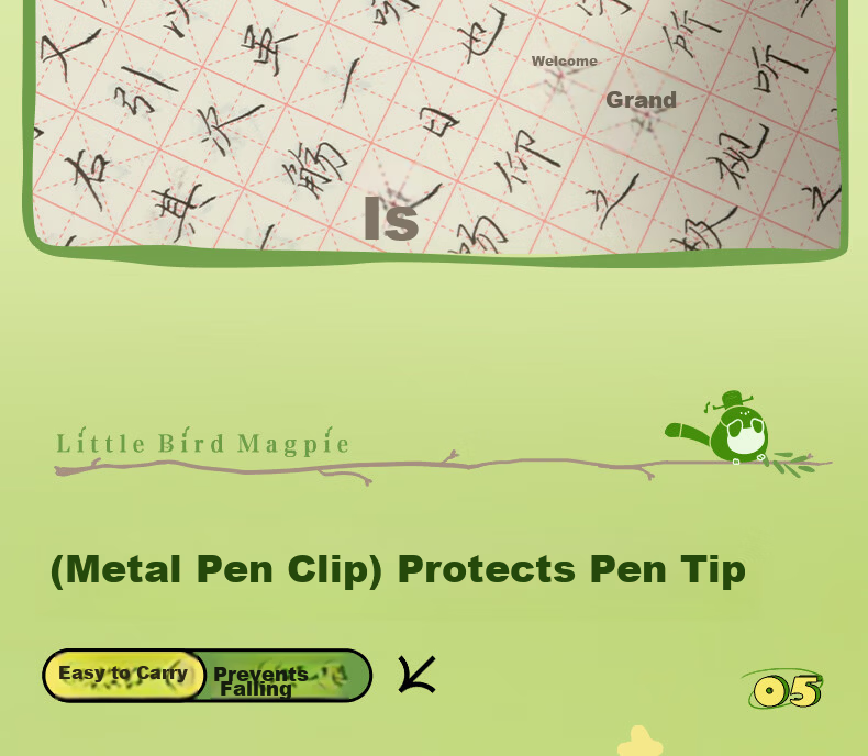 M&G Stationery Little Magpie EF Nib Fountain Pen Set (1 Fountain Pen + 2 Erasable Pure Blue Ink Cartridges, 3.4mm) Student School Writing Pen HAFP1759 Light Green 14