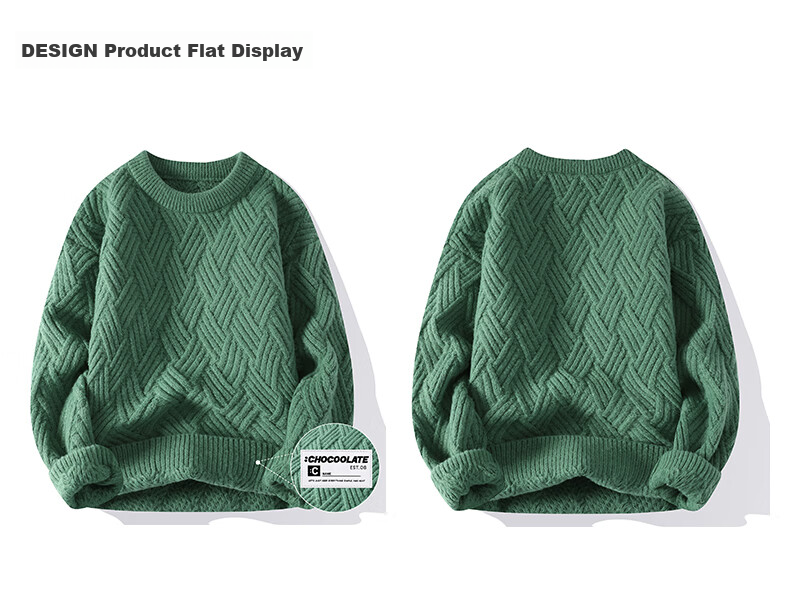 :CHOCOOLATE IT Loose Fit Crew Neck Sweater Men Winter New Trendy Warm Knitwear Red 2XL 5