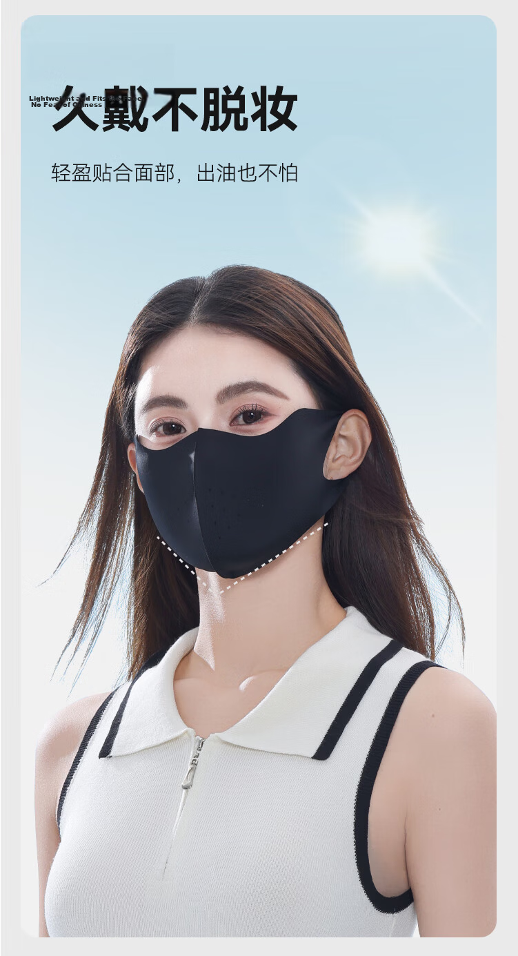JD Jingzao [3-Pack] Sunscreen Mask for Women and Men, Thin Summer UV Protection Ice Silk Breathable Eye-Covering Gray 11