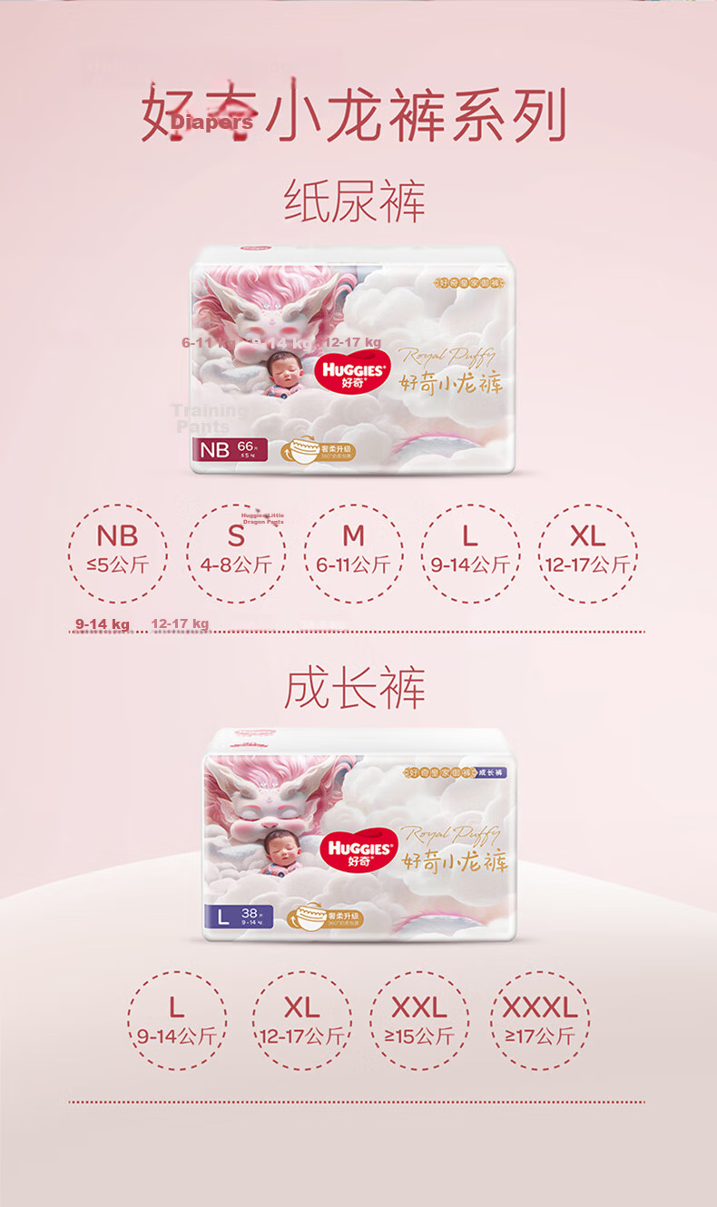 Huggies Royal Little Dragon Pants Diapers XL32 (12-17kg) Baby Ultra-thin Breathable Diapers 9