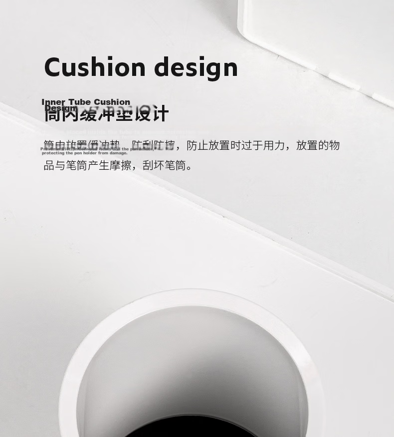NUSIGN Round Pen Holder Office Desk High-Value Light Luxury Thickened Large Capacity Desktop Organizer Storage Box German Creative Design Office Supplies Ivory White NS023 4