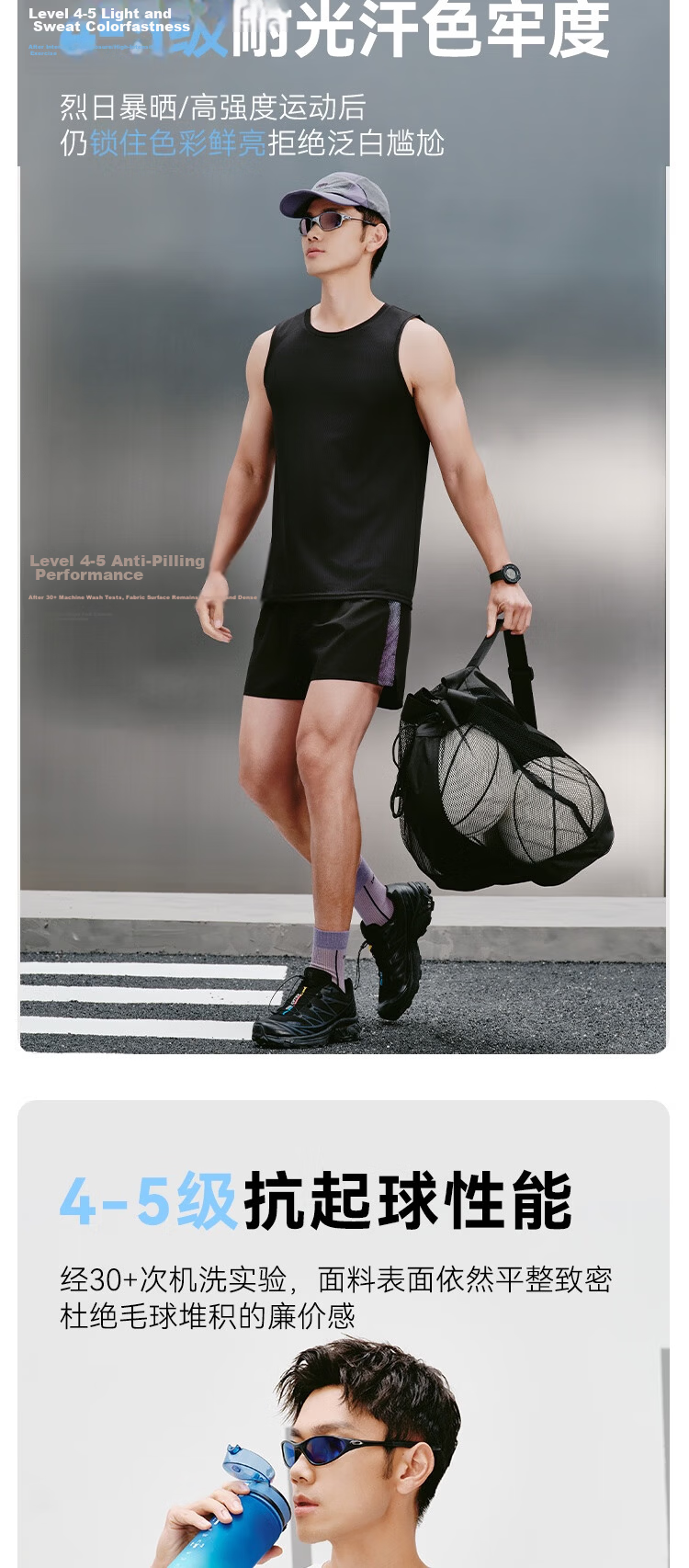JD Jingzao [100 Ultra Breathable] Men's Quick-Dry Running Vest Mesh Breathable Durable Fitness Tank Top Black S 9