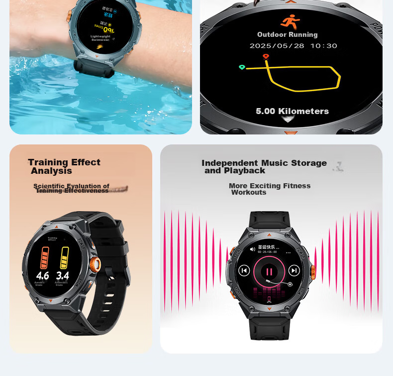 Dickies Sports Smartwatch Heart Rate Blood Oxygen Sleep Monitoring Bluetooth Call Waterproof Multifunction CL-772 Light Brown 3