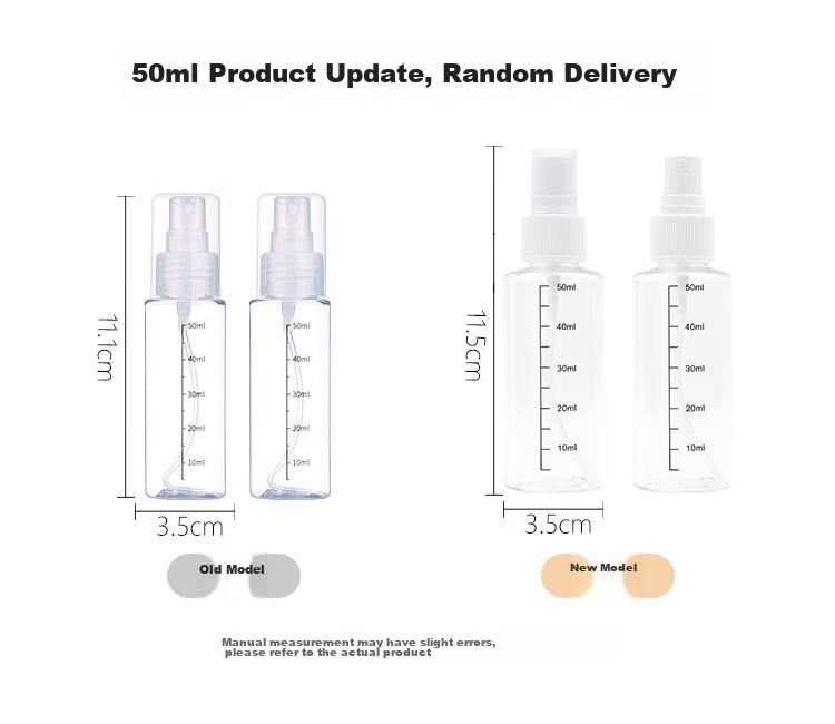 Meifuyu Spray Bottle Travel Refillable Bottle 50ml*2 with Scale Alcohol Press Spray Empty Bottle MF5052 4