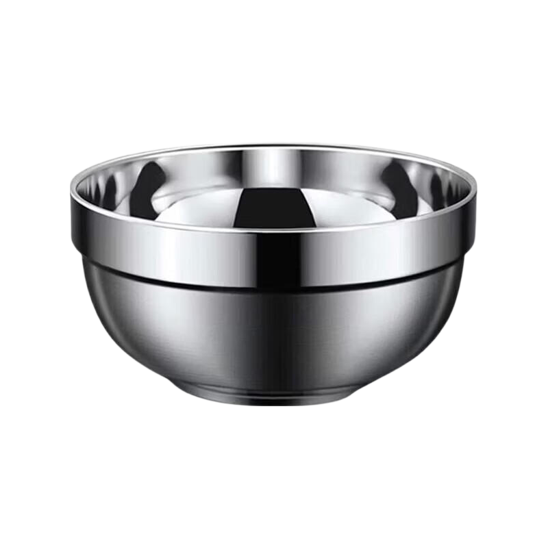 Congge 304 Stainless Steel Double-Layer Insulated Anti-Scald Bowl Platinum Bowl 14cm School Canteen Special Jingcang