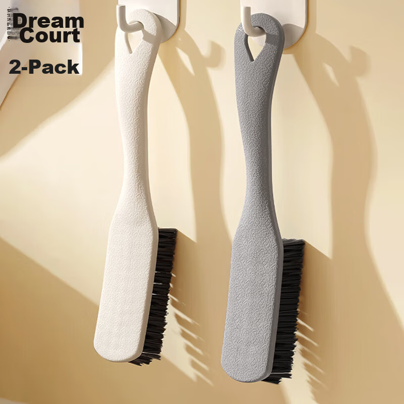 Mengtin Household Long-Handle Shoe Brush with Hanging Hole Plastic Shoe and Laundry Cleaning Brush Multi-Functional Non-Damaging Shoe Brush [2-Pack]